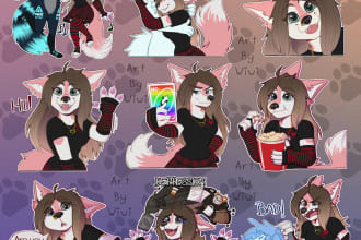 make furry stickers on cartoon style