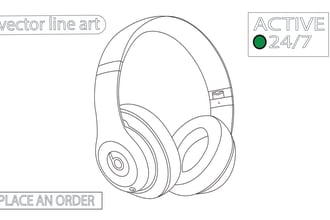 draw a black and white detailed vector line art