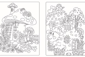 create unique coloring book page for kids and adults