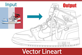 draw vector line art illustration of product or image in 5 hours