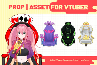 custom vtuber asset, props, wings, tails, chair, microphone for live2d streamer