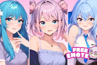 draw anime art character for oc, fanart, vtuber art, pfp with commercial use