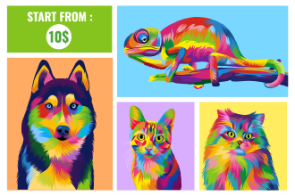 draw pop art for your dog, cat and any animal