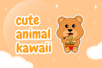 draw a kawaii or doodle animal character in vector