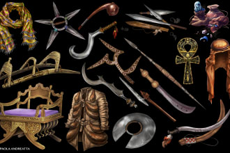 draw props, items and objects 2d for rpg and games