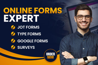 create online forms using jotform, typeform, googleform and surveys