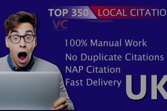 do 350 local citations UK local listing for gmb ranking