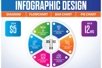 design infographic, flowchart, diagram, and pie chart