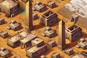create isometric concept art buildings for your project