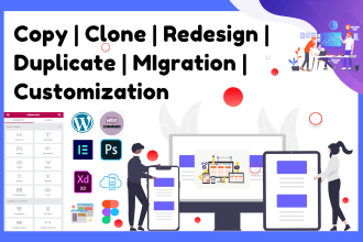 clone copy redesign convert into wordpress website with elementor