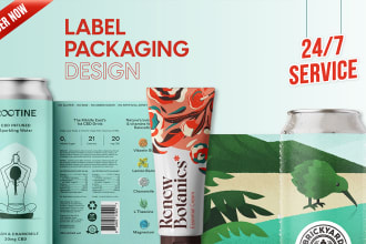 create a label, box, sticker, and packaging designs