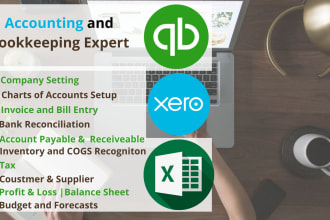 do accounting and bookkeeping in quickbooks online, xero and bank reconciliation
