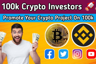 promote your crypto coin, token ,ico, nft in 100k crypto investors