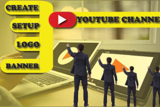 create and set up a youtube channel with a logo and banner design