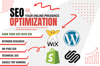 do on page SEO and technical optimization for wordpress, wix, shopify
