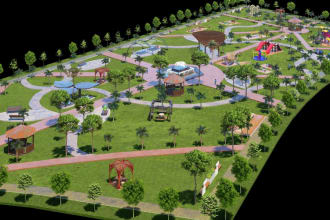 do real state and architecture site or town plan 3d render
