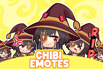 draw chibi emotes and stickers for twitch, youtube, whatsapp, kick 24 hours