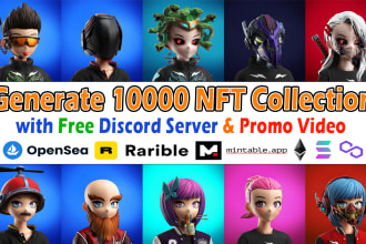 generate 10k nft art collection with metadata discord and promo