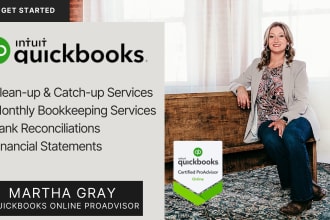 setup, catch up, and bookkeep on quickbooks online