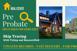 provide real estate pre probate deceased owners list
