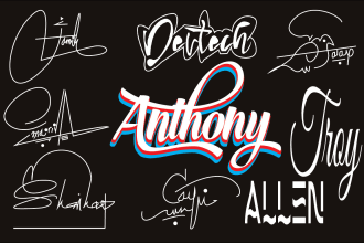 draw handwritten signature illustrative typography mockup band and 3d logo