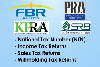create ntn, file income tax and sales tax returns in pakistan