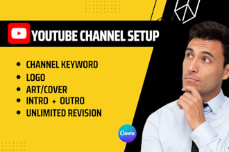 setup and complete youtube channel cover,logo,seo,thumnail