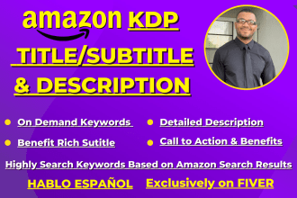 create demanding title subtitle and description for KDP book