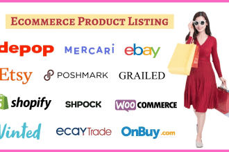 do product listing on ebay, poshmark, mercari, etsy, depop, shopify other stores