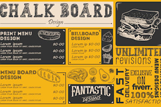 design custom freestyle chalkboard menu poster