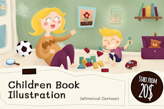 create whimsical budget friendly children book illustration