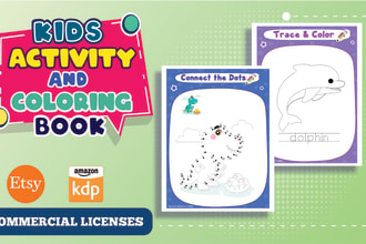 design kids activity book and coloring book with book cover