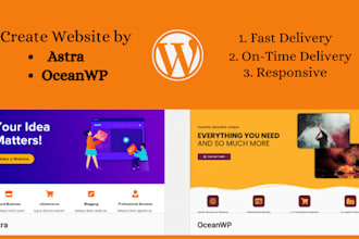 install and develop astra, ocean wp theme wordpress website