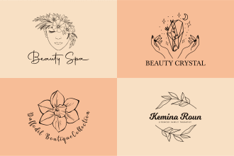 design botanical hand drawn boho feminine floral beauty spa aesthetic brand logo