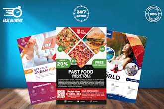 design modern flyer, brochure, restaurent menu, postcard, leaflet