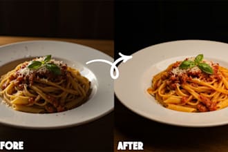 do food photo editing in lightroom and photoshop professionally