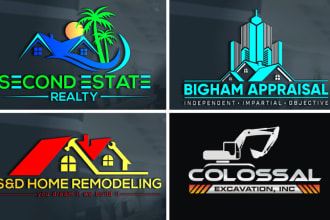 do property, real estate, excavation, construction logo design