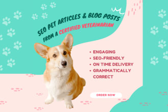 write pet articles and blogs posts as a small animal veterinarian