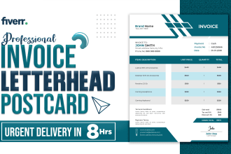 design invoice, letterhead, postcard, company, office, branding, jumbo layout