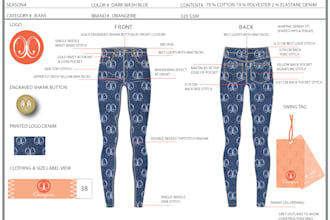 fashion design your denim, jeans, jacket collection and tech packs
