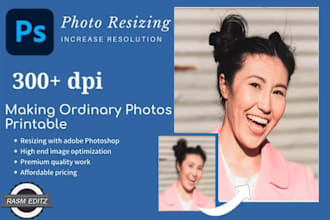 increase resolution 300 dpi, change dimension, resize image