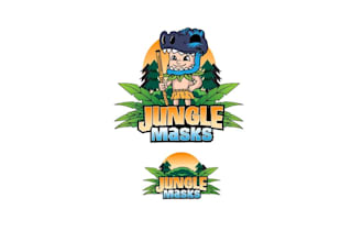 design awesome jungle masks logo only 14 hours