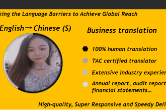 provide english to mandarin chinese translation and revision