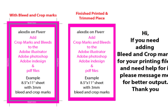 add bleed and crop marks ,print ready files and page layout