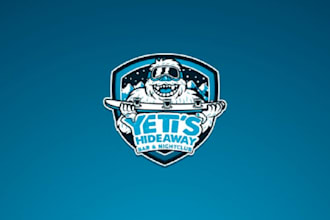 design yetis hideaway resort bar fun logo