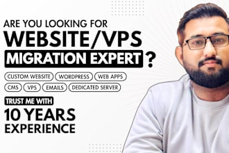 migrate wordpress, coded website, vps, emails, web hosting, dedicated server
