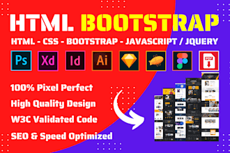 convert figma to html, xd to html, sketch, ai, pdf, psd to html css bootstrap
