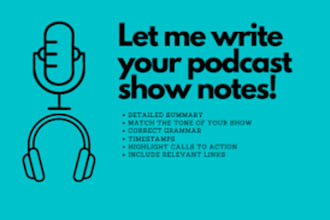 professionally create informative podcast show notes