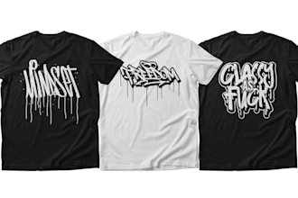 design an awesome black white custom t shirt or tags in graffiti style