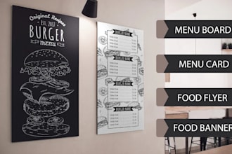 do creative menu board and food menu design